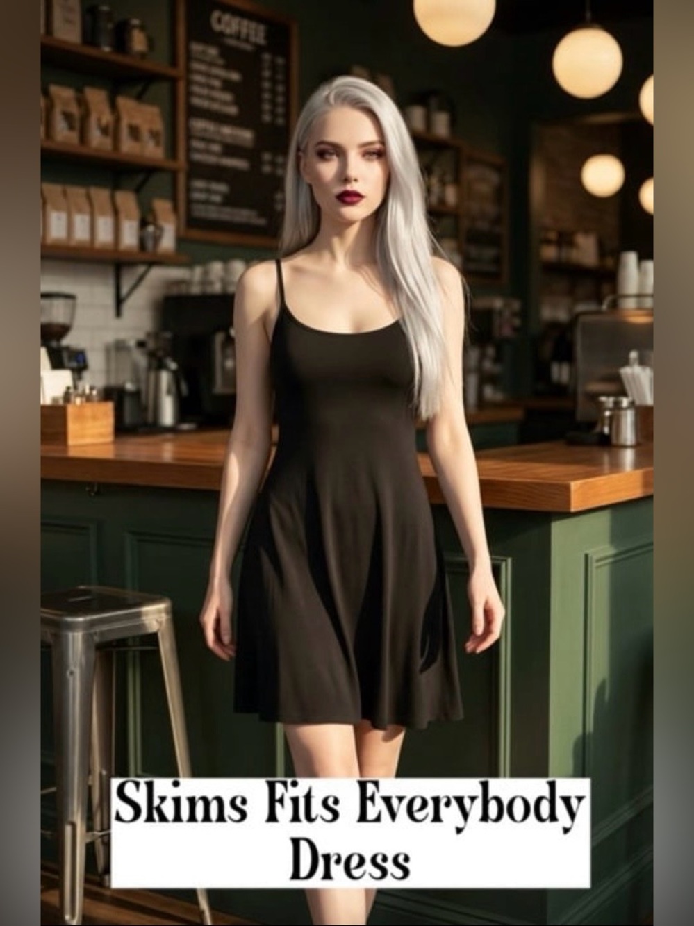 Skims FITS EVERYBODY SLIP DRESS Onyx FIRM